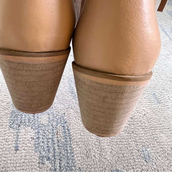 MATISSE BRIN FRINGE MID-CALF WESTERN LEATHER BOOTS SNIP TOE SLOUCHY SIZE 8 TAN - Picture 7 of 9